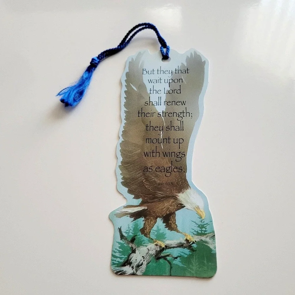 Vintage 90s Bald Eagle Bookmark Patriotic Lord Bible Isaiah 40 Dicksons BKM-1011